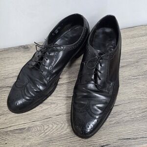 Florshiem Wingtip Shoes Mens Size 14 D‎ Black Style 20819 Leather USA Flexible